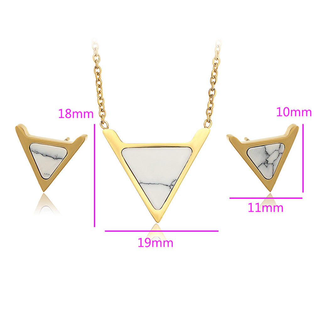 Set din Aliaj Placat cu Aur cu Cristal Alb Emporia® ( Colier+Cercei ) 3 