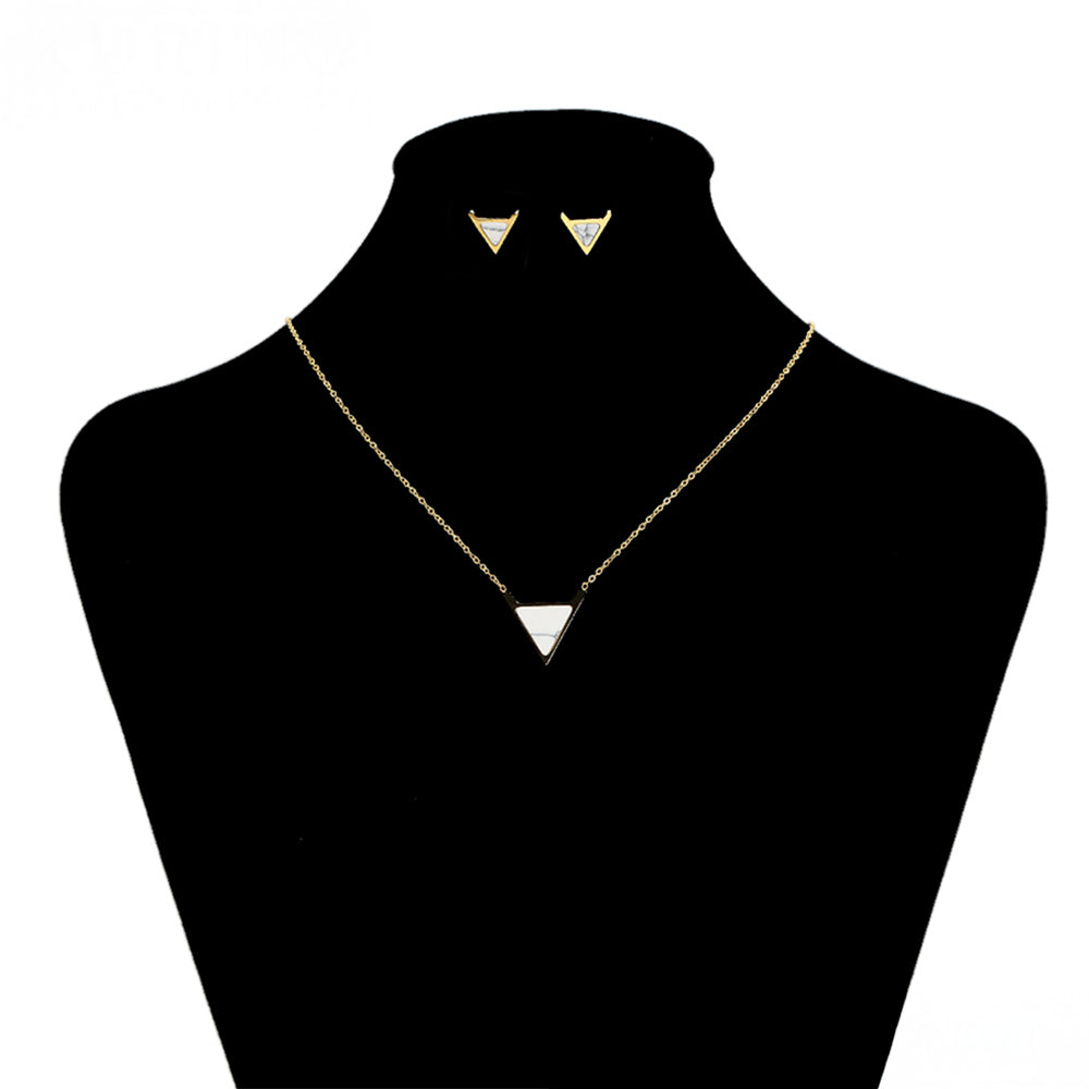 Set din Aliaj Placat cu Aur cu Cristal Alb Emporia® ( Colier+Cercei ) 9 