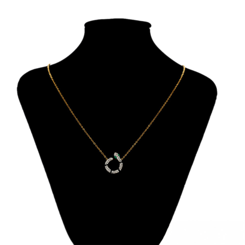 Set din Aliaj Placat cu Aur cu Cristal Verde Emporia® și Cristal Alb Emporia® ( Colier+Cercei )