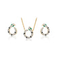 Set din Aliaj Placat cu Aur cu Cristal Verde Emporia® și Cristal Alb Emporia® ( Colier+Cercei )