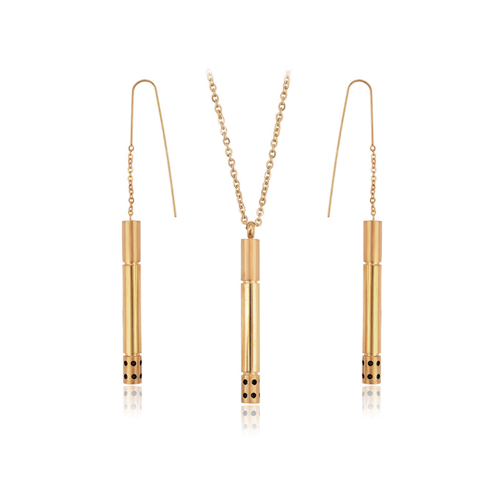 Set din Aliaj Placat cu Aur cu Cristal Roșu Emporia® ( Colier+Cercei+Pandantiv ) 1 