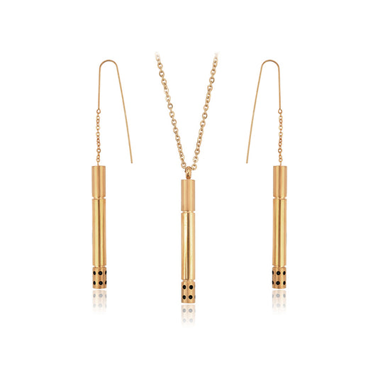 Set din Aliaj Placat cu Aur cu Cristal Roșu Emporia® ( Colier+Cercei+Pandantiv )