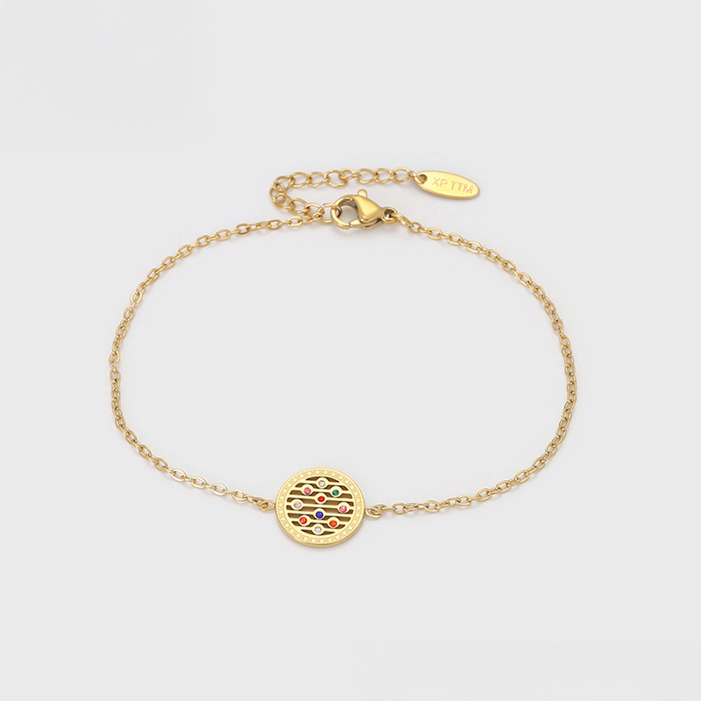 Set din Aliaj Placat cu Aur cu Cristal Roșu Emporia® și Cristal Albastru Emporia® ( Colier+Cercei+Brățară+Pandantiv ) 10 