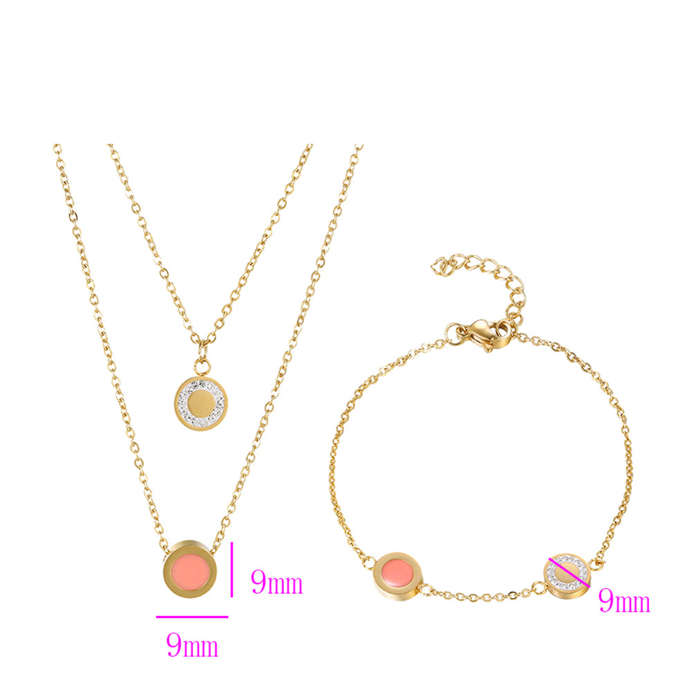 Set din Aliaj Placat cu Aur cu Cristal Roz Emporia® și Cristal Alb Emporia® ( Colier+Brățară ) 2 