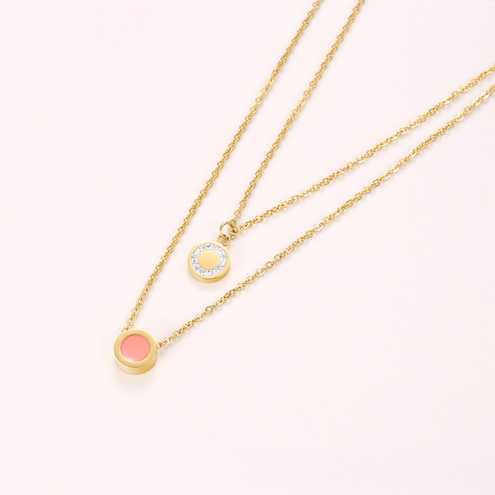 Set din Aliaj Placat cu Aur cu Cristal Roz Emporia® și Cristal Alb Emporia® ( Colier+Brățară ) 4 