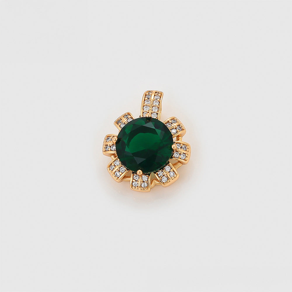 Set din Aliaj Placat cu Aur cu Cristal Verde Emporia® și Perlă de cristal ( Cercei+Inel+Pandantiv )