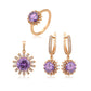 Set din Aliaj Placat cu Aur cu Cristal Violet Emporia® și Cristal Alb Emporia® ( Cercei+Inel+Pandantiv )