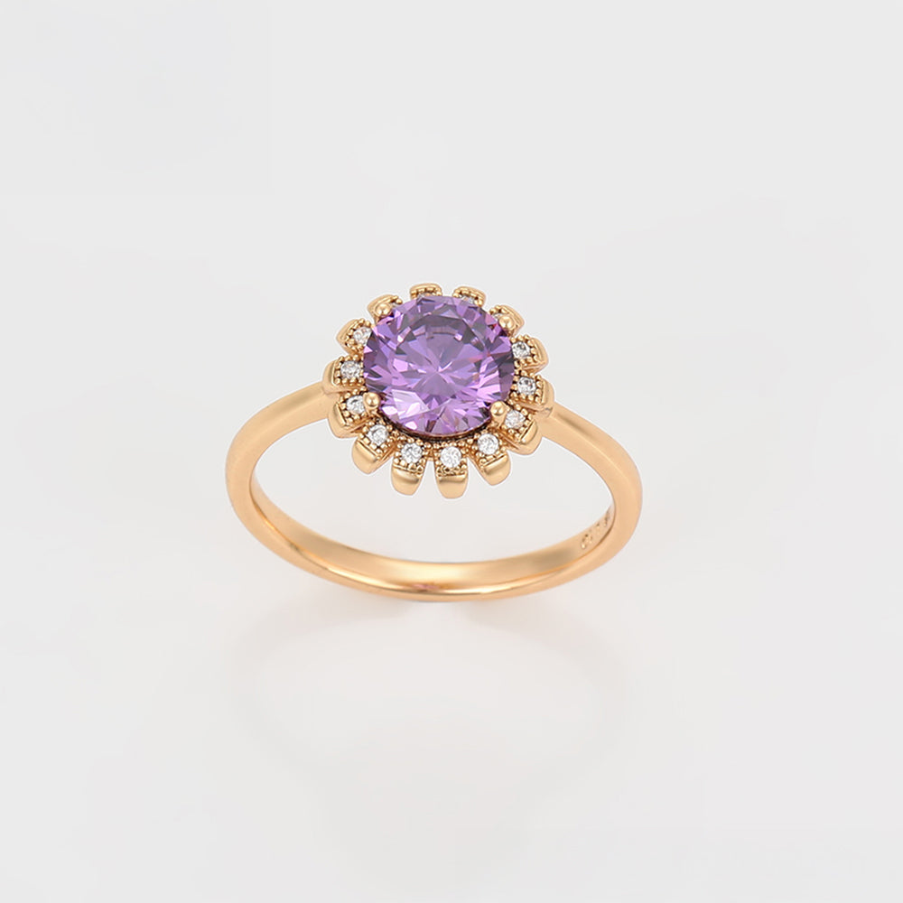 Set din Aliaj Placat cu Aur cu Cristal Violet Emporia® și Cristal Alb Emporia® ( Cercei+Inel+Pandantiv ) 11 