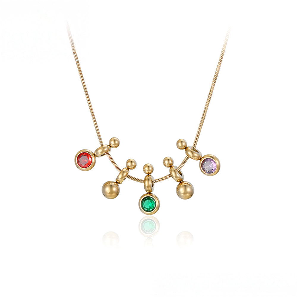 Colier din Aliaj Placat cu Aur cu Cristal Verde Emporia® și Cristal Roșu Emporia®