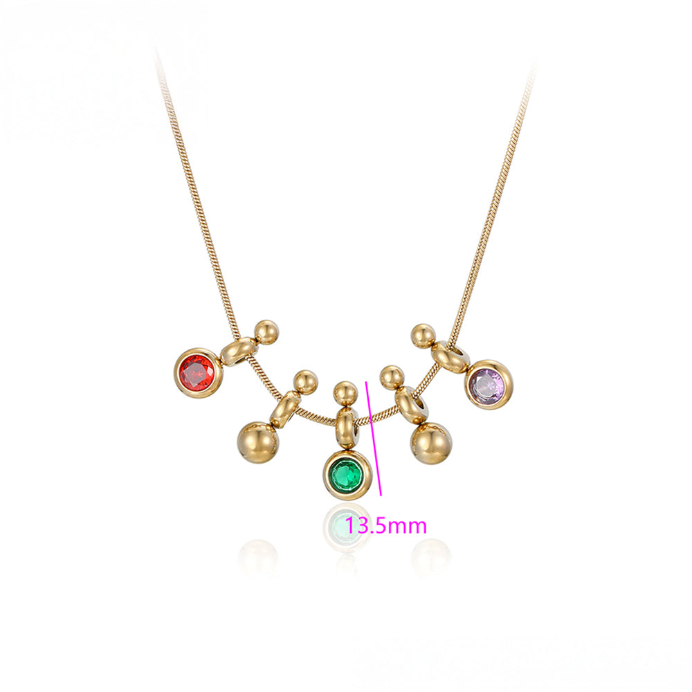 Colier din Aliaj Placat cu Aur cu Cristal Verde Emporia® și Cristal Roșu Emporia®