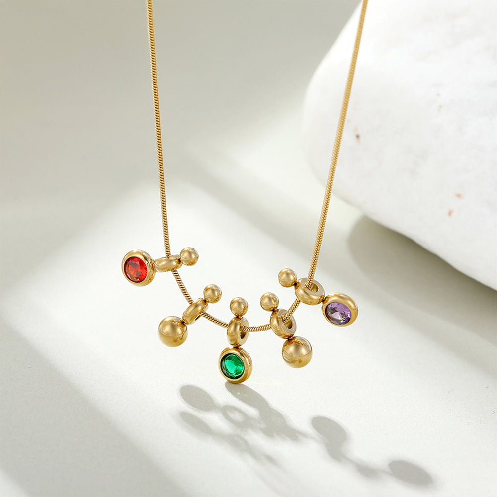 Colier din Aliaj Placat cu Aur cu Cristal Verde Emporia® și Cristal Roșu Emporia® 1 