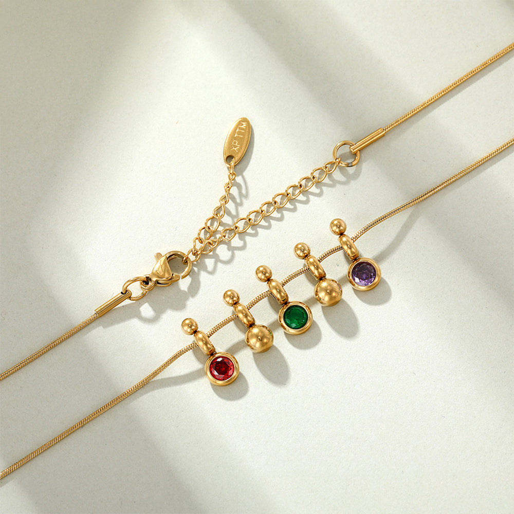 Colier din Aliaj Placat cu Aur cu Cristal Verde Emporia® și Cristal Roșu Emporia® 5 