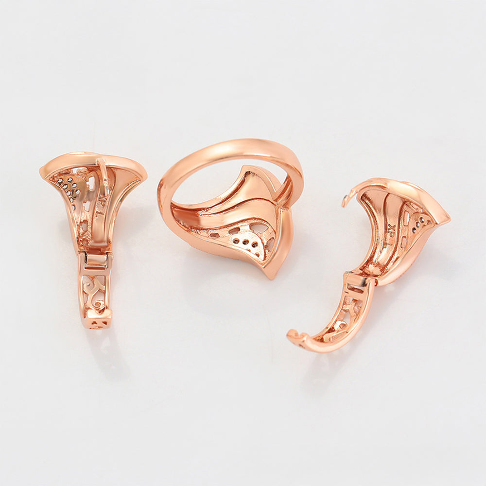 Set din Aliaj Placat cu Aur cu Cristal Alb Emporia® ( Cercei+Inel ) 10 