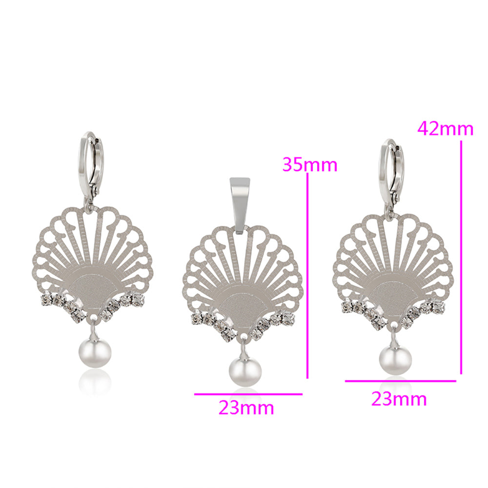 Set din Aliaj Placat cu Aur cu Cristal Alb Emporia® ( Cercei+Pandantiv )