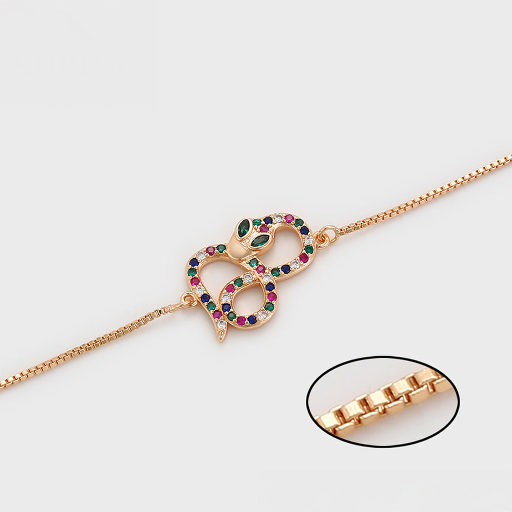 Brățară din Aliaj Placat cu Aur cu Cristal Roșu Emporia® și Cristal Verde Emporia®