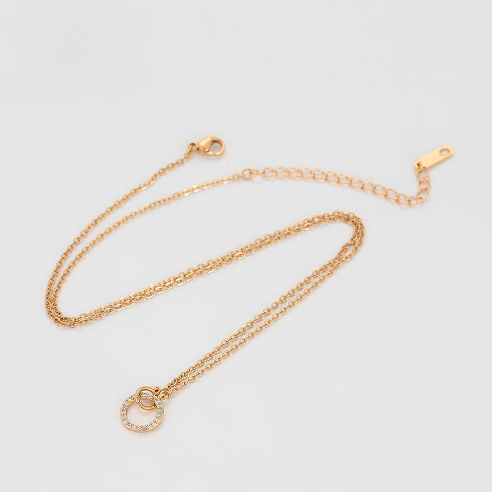 Colier din Aliaj Placat cu Aur cu Cristal Alb Emporia®