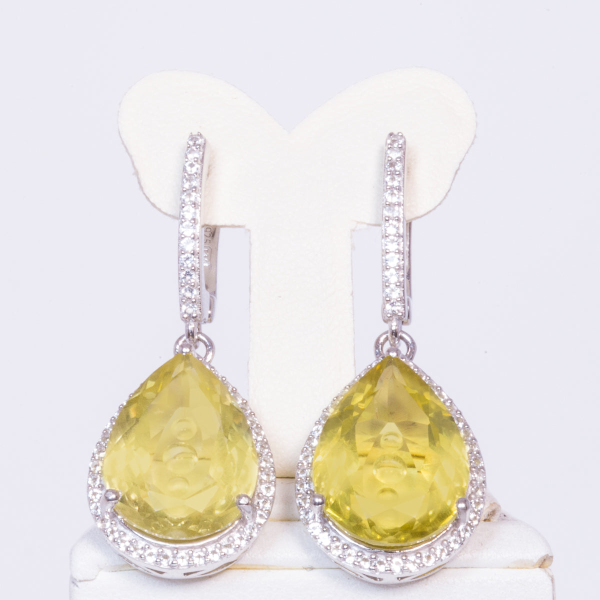 Cercei din Argint 925 ( 6.31 grame ) cu Cristal de Cuarț Brazilian și Topaz Alb 20.74 Carate 1 