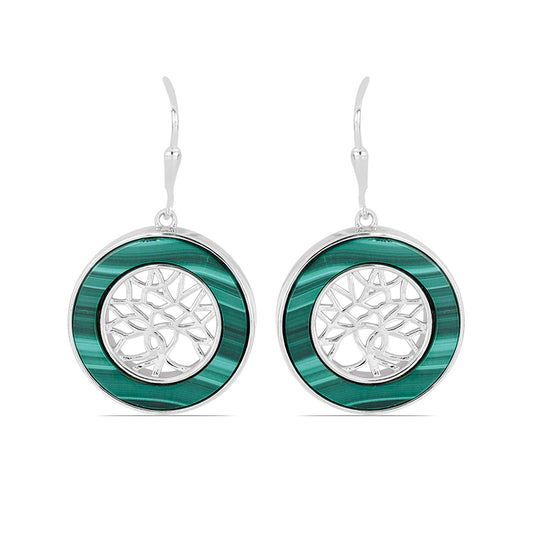 Cercei din Argint 925 ( 12.29 grame ) cu Malachit din Țara Galilor 18.69 Carate