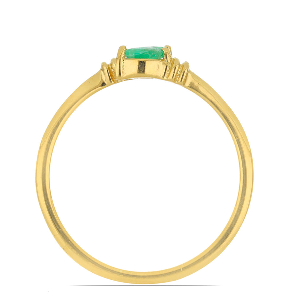 Inel din Argint 925 Placat cu Aur ( 1.5 grame ) cu Smarald Brazilian 0.19 Carate 3 