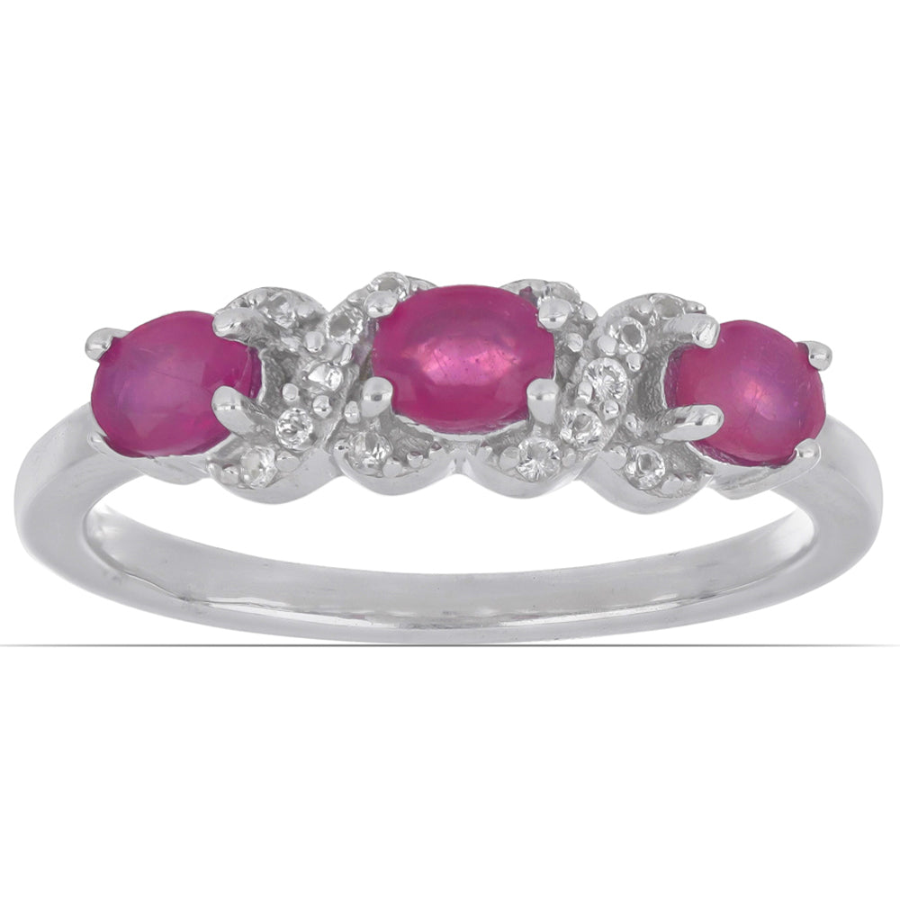 Inel din Argint 925 ( 2.07 grame ) cu Rubin Malagasy și Topaz Alb 0.92 Carate