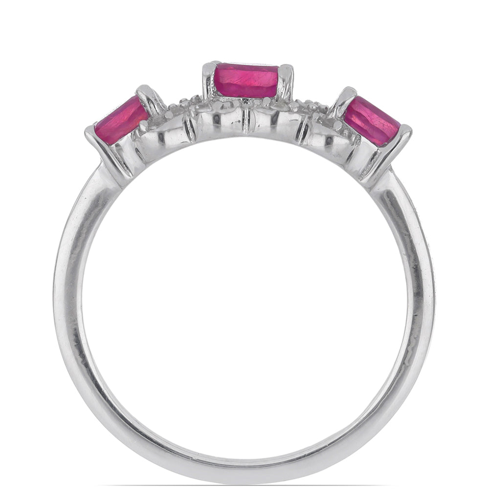 Inel din Argint 925 ( 2.07 grame ) cu Rubin Malagasy și Topaz Alb 0.92 Carate