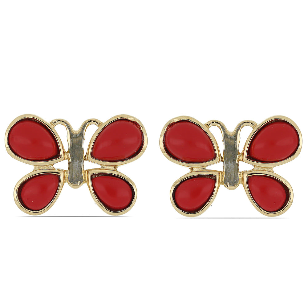 Cercei din Argint 925 Placat cu Aur ( 4.42 grame ) cu Coral Roșu 3.69 Carate