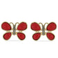 Cercei din Argint 925 Placat cu Aur ( 4.42 grame ) cu Coral Roșu 3.69 Carate