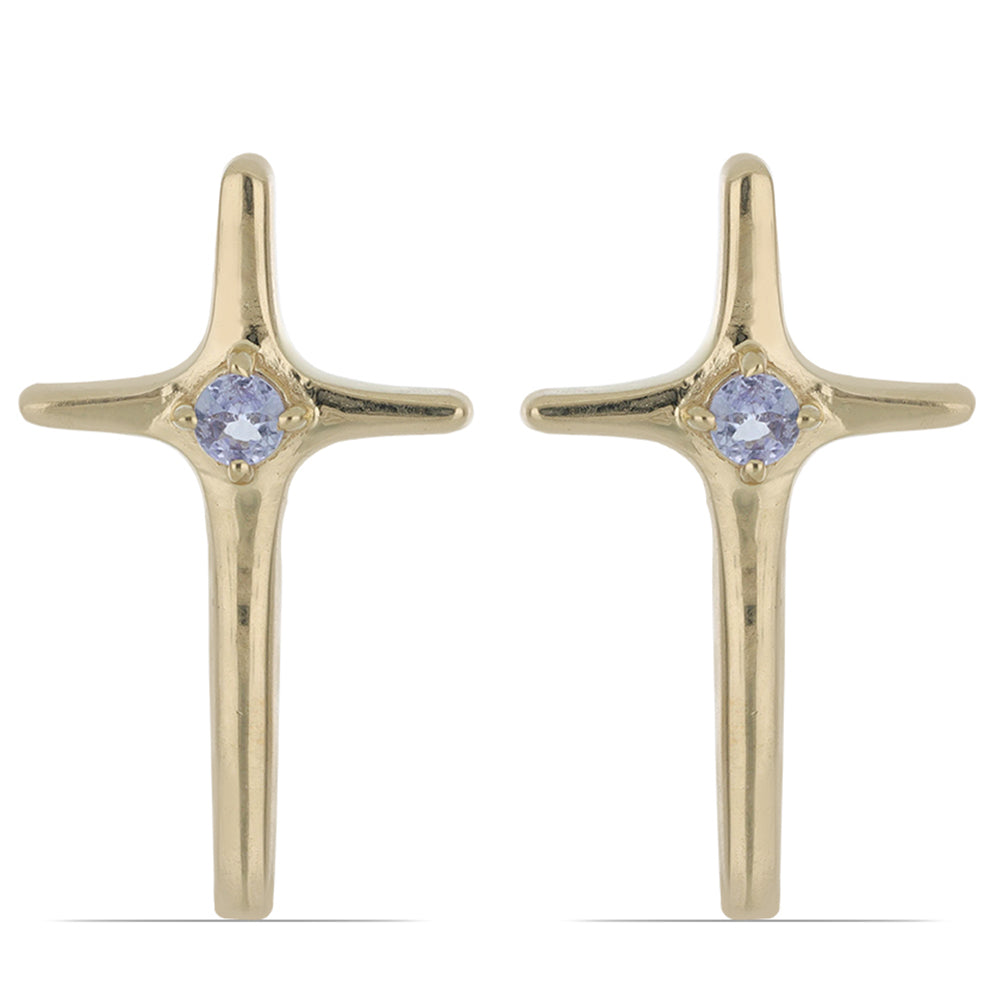 Cercei din Argint 925 Placat cu Aur ( 2.53 grame ) cu Tanzanit 0.23 Carate