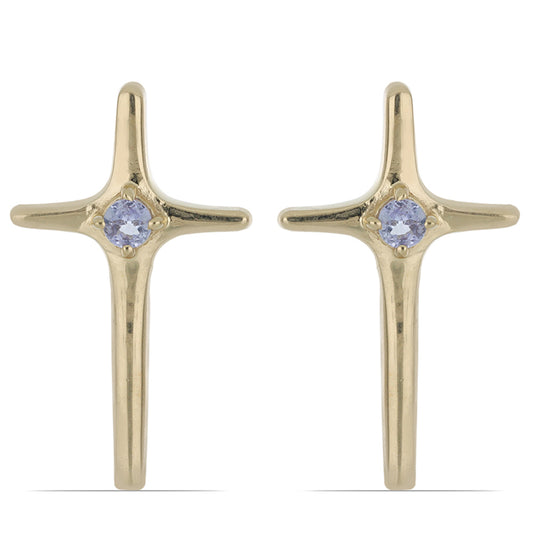 Cercei din Argint 925 Placat cu Aur ( 2.53 grame ) cu Tanzanit 0.23 Carate