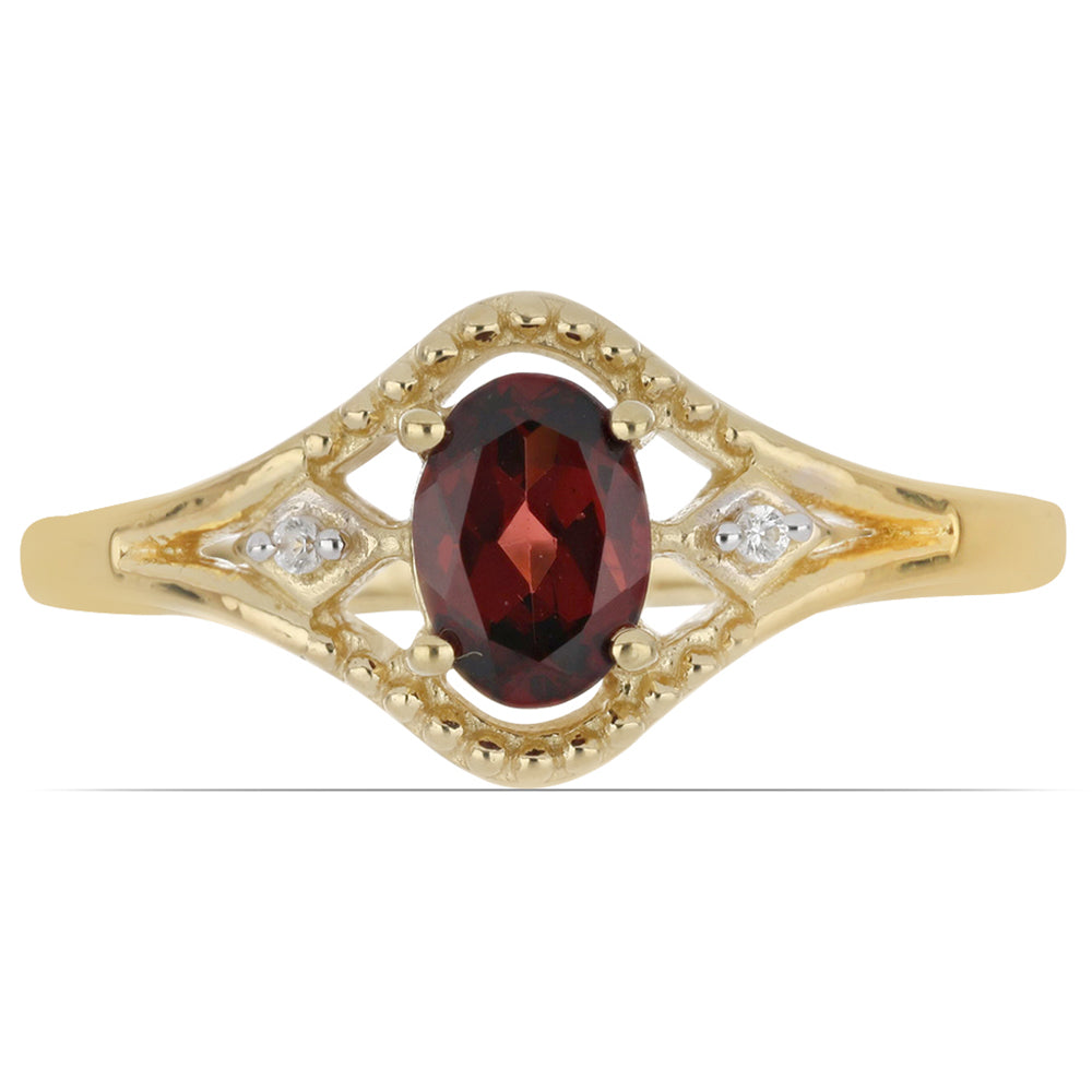 Inel din Argint 925 Placat cu Aur ( 2.08 grame ) cu Granat Barton și Topaz Alb 0.93 Carate 1 