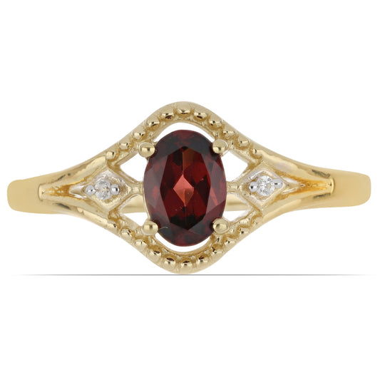 Inel din Argint 925 Placat cu Aur ( 2.08 grame ) cu Granat Barton și Topaz Alb 0.93 Carate