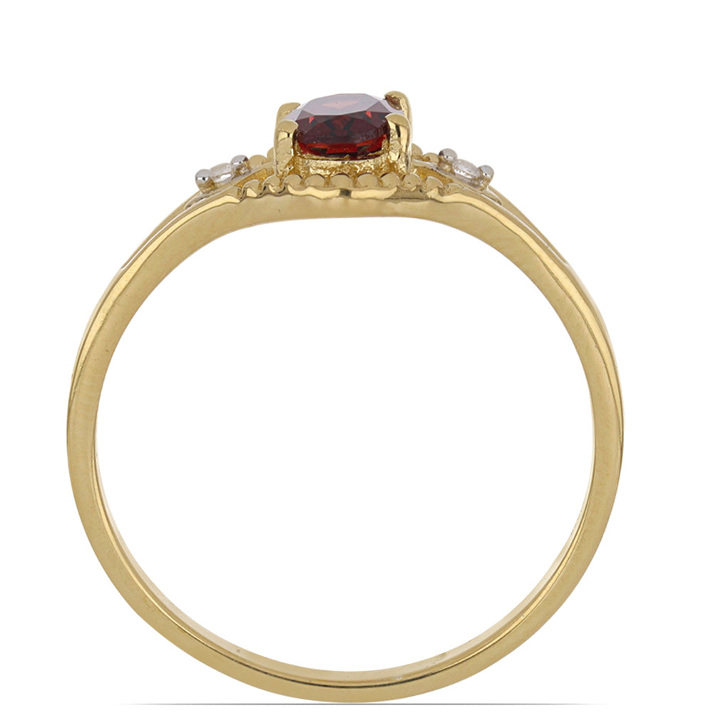 Inel din Argint 925 Placat cu Aur ( 2.08 grame ) cu Granat Barton și Topaz Alb 0.93 Carate