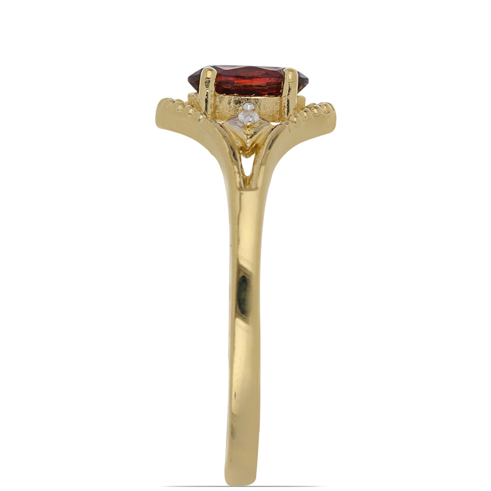 Inel din Argint 925 Placat cu Aur ( 2.08 grame ) cu Granat Barton și Topaz Alb 0.93 Carate