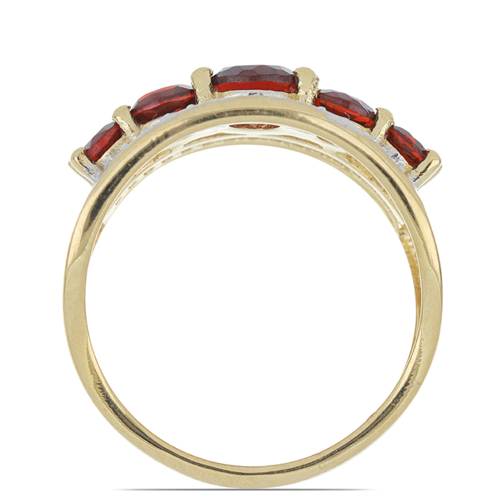 Inel din Argint 925 Placat cu Aur ( 3.45 grame ) cu Granat Barton și Topaz Alb 1.73 Carate