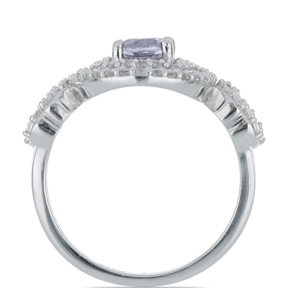 Inel din Argint 925 ( 3.38 grame ) cu Tanzanit și Topaz Alb 1.47 Carate