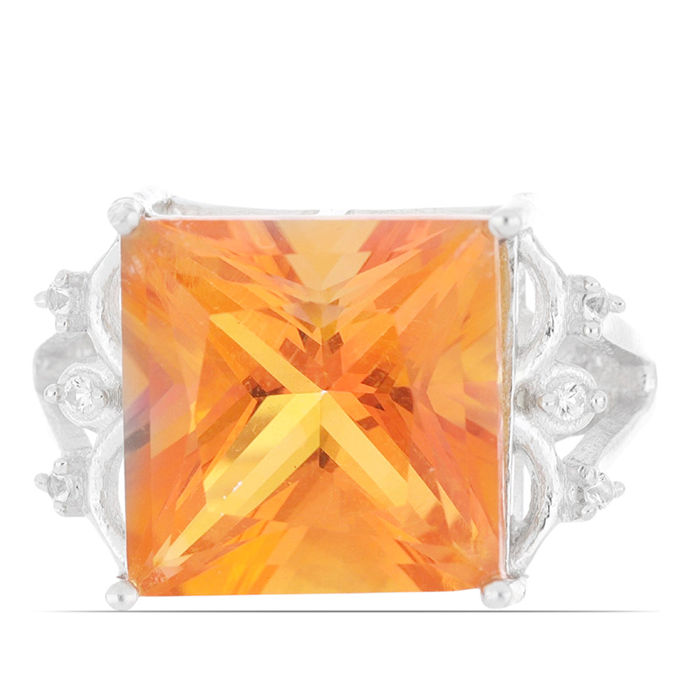 Inel din Argint 925 ( 2.02 grame ) cu Cuarț Padparadscha și Topaz Alb 8.12 Carate 1 