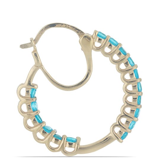 Cercei din Argint 925 Placat cu Aur ( 3.76 grame ) cu Apatit Neon Sludyanka 1.44 Carate