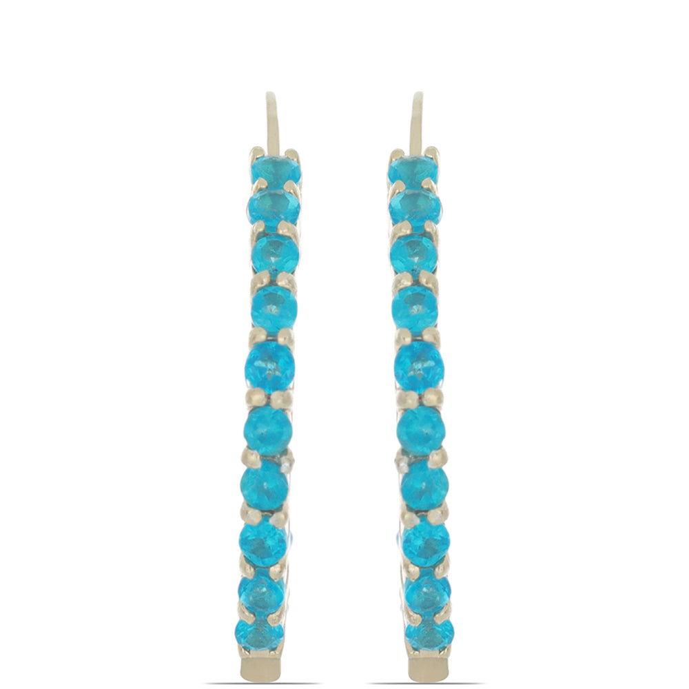 Cercei din Argint 925 Placat cu Aur ( 3.76 grame ) cu Apatit Neon Sludyanka 1.44 Carate