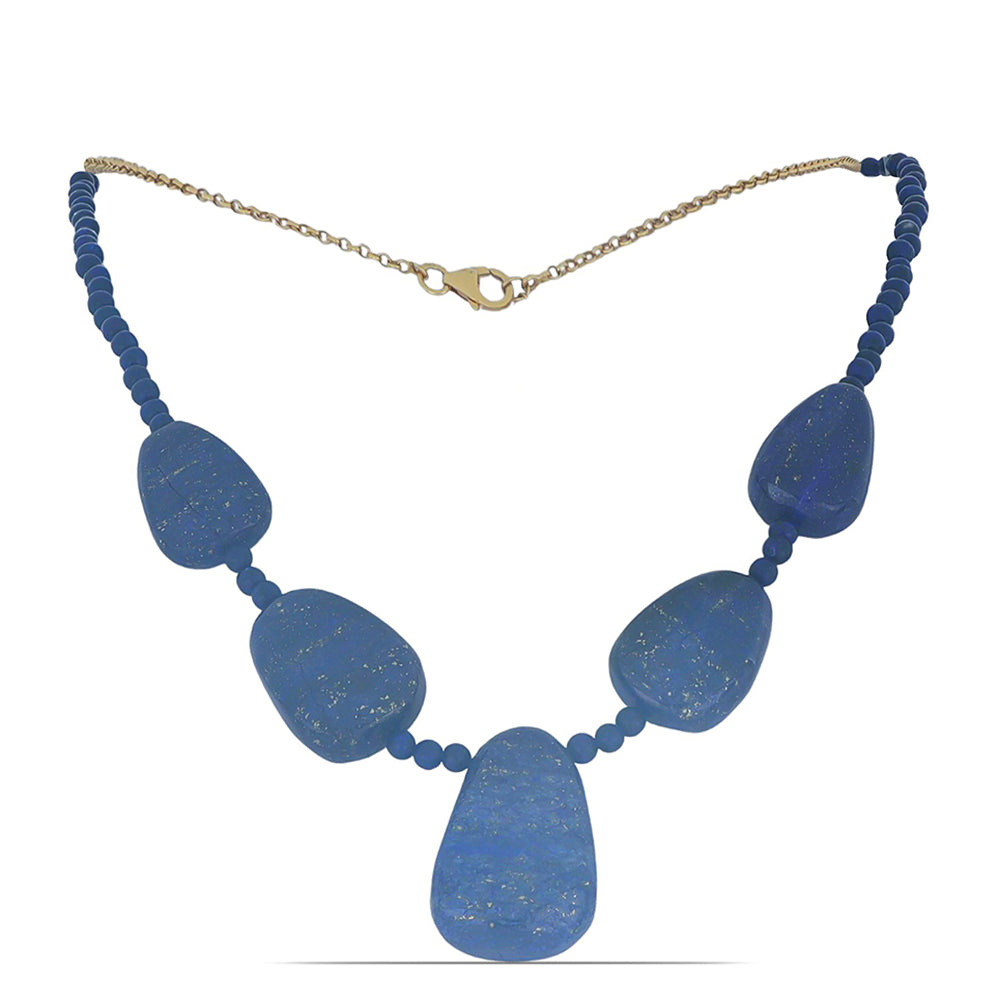 Colier din Argint 925 Placat cu Aur ( 0.95 grame ) cu Lapis Lazuli Badakhshan 273.75 Carate 1 