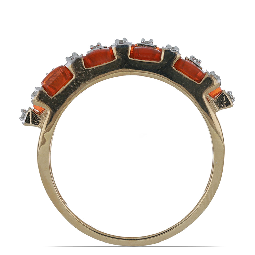 Inel din Argint 925 Placat cu Aur ( 4.5 grame ) cu Opal Etiopian Lega Dembi Portocaliu și Topaz Alb 1.23 Carate 3 