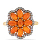 Inel din Argint 925 Placat cu Aur ( 4.05 grame ) cu Opal Etiopian Lega Dembi Portocaliu și Topaz Alb 2.02 Carate