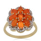 Inel din Argint 925 Placat cu Aur ( 4.05 grame ) cu Opal Etiopian Lega Dembi Portocaliu și Topaz Alb 2.02 Carate