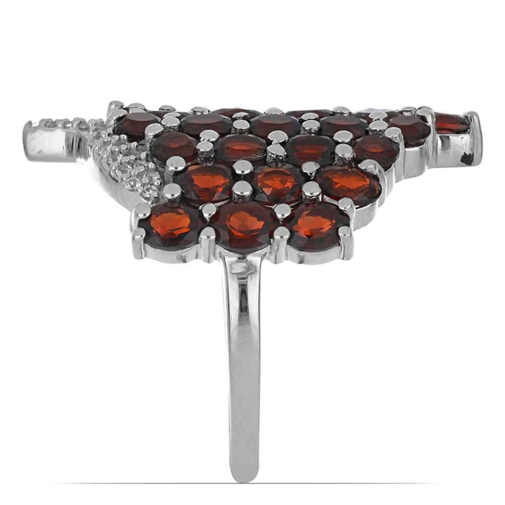 Inel din Argint 925 ( 5.96 grame ) cu Granat Barton și Topaz Alb 7.86 Carate 3 