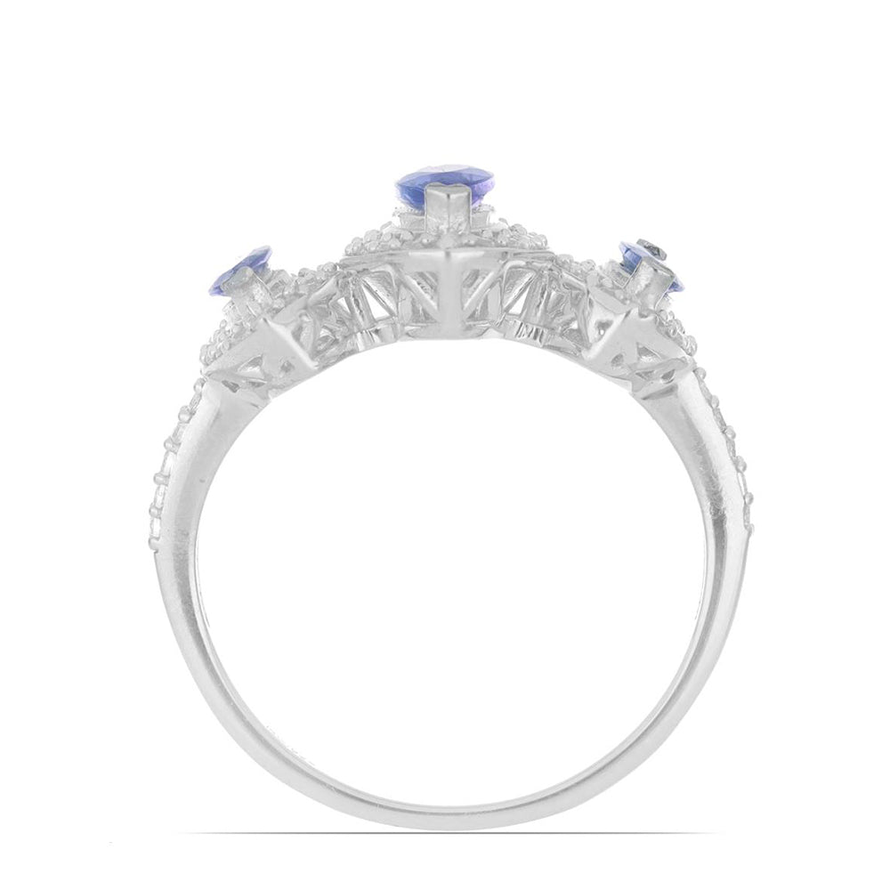 Inel din Argint 925 ( 3.03 grame ) cu Tanzanit și Topaz Alb 1.49 Carate 3 