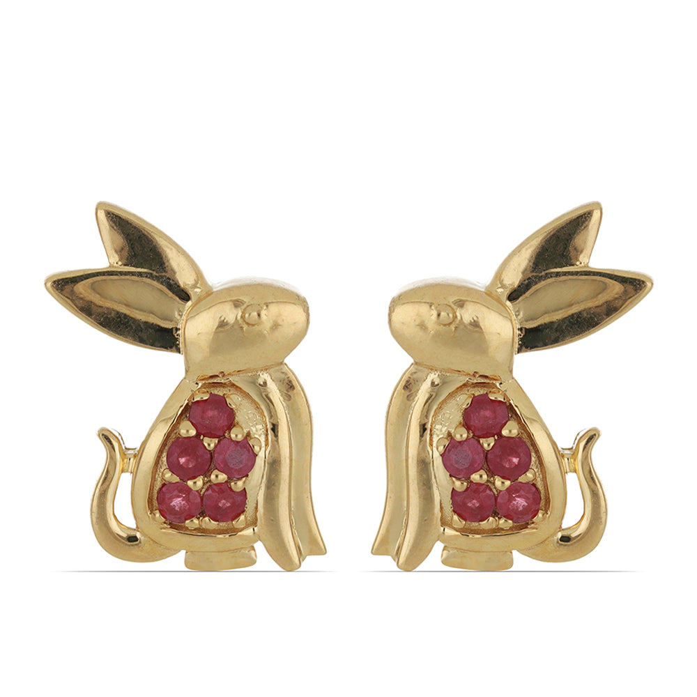 Cercei din Argint 925 Placat cu Aur ( 5.11 grame ) cu Rubin Malagasy 0.67 Carate 1 