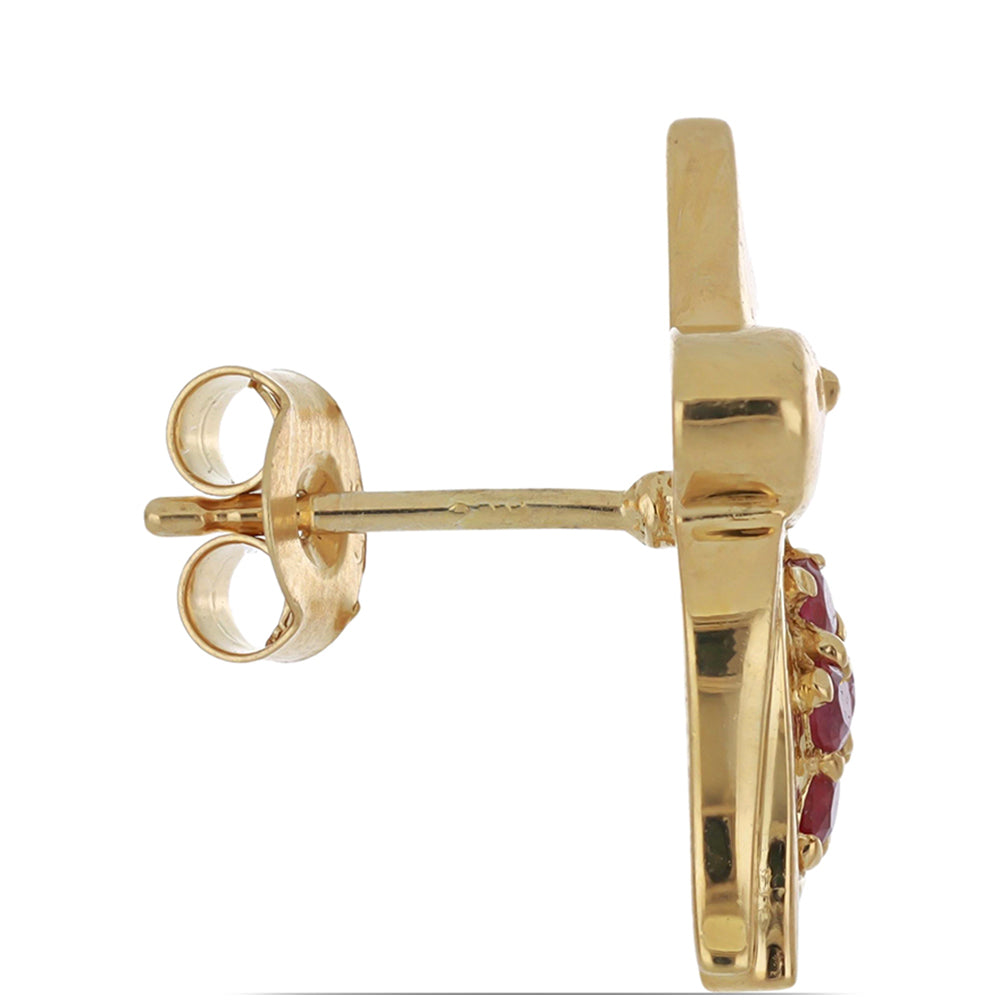 Cercei din Argint 925 Placat cu Aur ( 5.11 grame ) cu Rubin Malagasy 0.67 Carate 2 