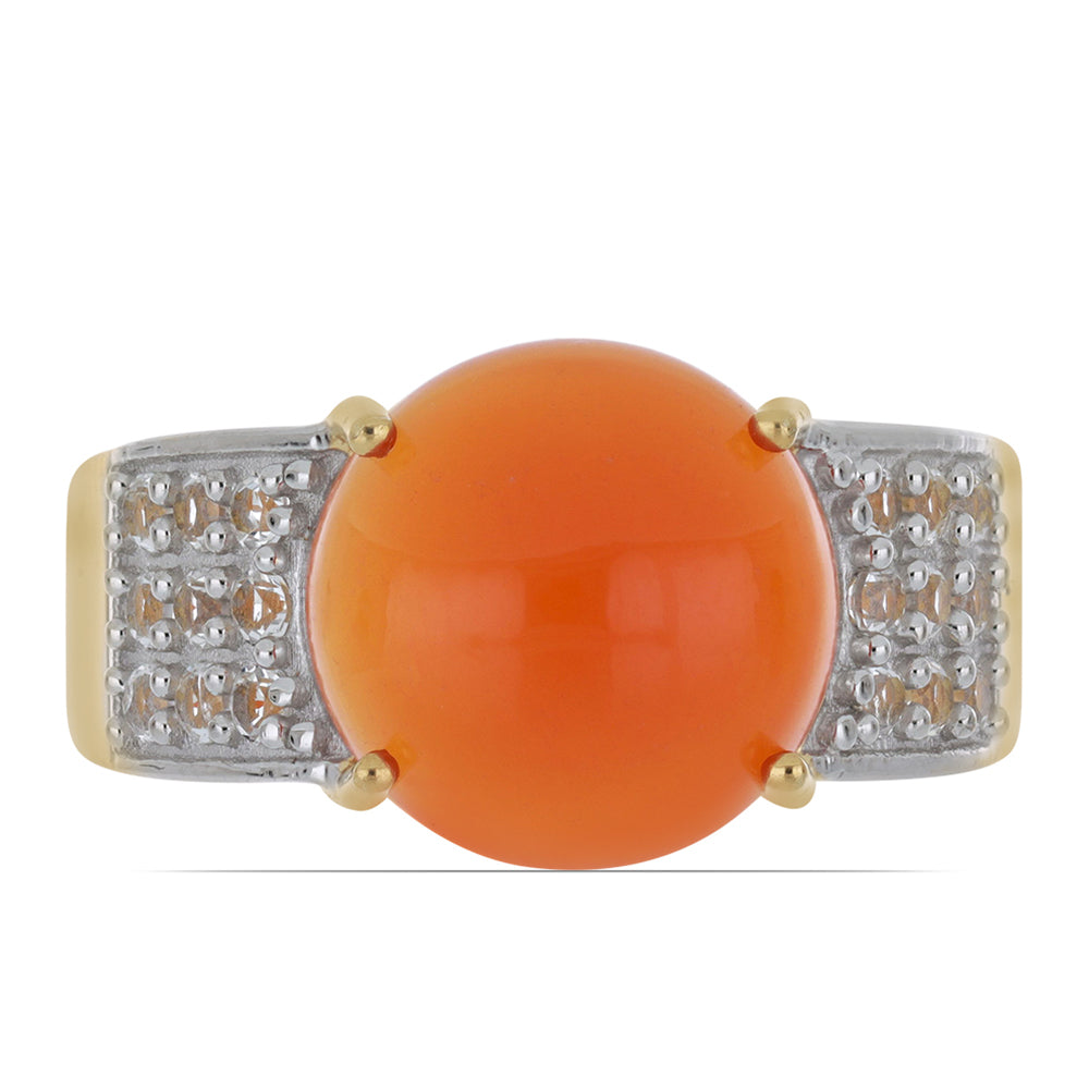 Inel din Argint 925 Placat cu Aur ( 4.96 grame ) cu Carneol Tagebau și Topaz Alb 6.8 Carate 1 