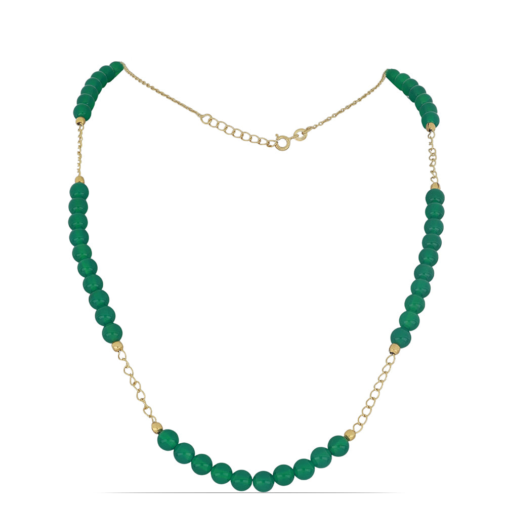 Colier din Argint 925 Placat cu Aur ( 2.9 grame ) cu Agat Verde 82.5 Carate 1 