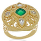 Inel din Argint 925 Placat cu Aur ( 8.54 grame ) cu Agat Verde și Topaz Alb 1.73 Carate
