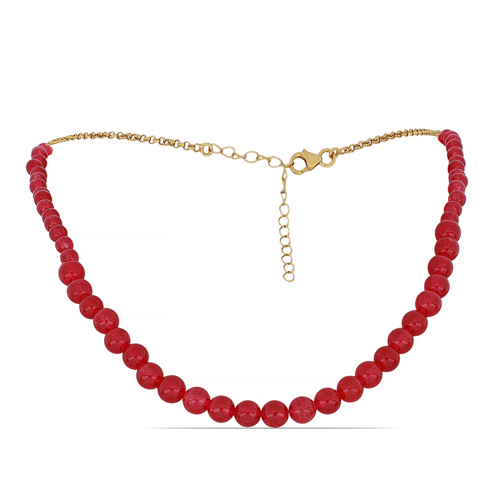 Colier din Argint 925 Placat cu Aur ( 0.95 grame ) cu Onix Roz 151.95 Carate 1 